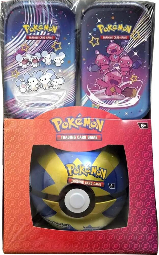 Pokemon - 2 Paldean Fates Mini Tin + Pokeball Bundle