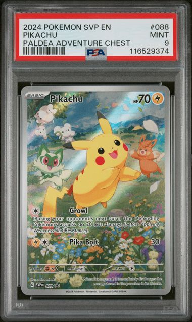 Pokemon - Paldea Adventure Chest Promo - Pikachu IR #088 - PSA Mint 9 - 2024