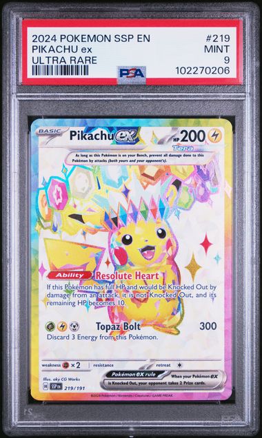 Pokemon - Surging Sparks - Pikachu ex UR #219 - 2024 - PSA 9
