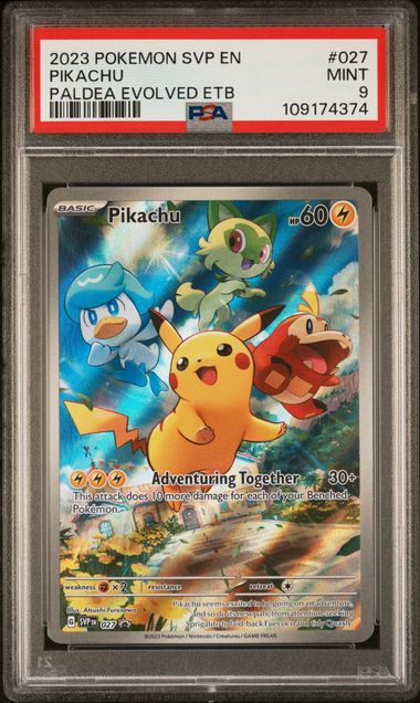 Pokemon - Paldea Evolved ETB - Pikachu IR #027 - 2023 - PSA 9