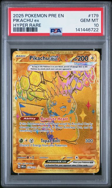 Pokemon - Prismatic Evolutions - Pikachu ex Hyper Rare #179 - 2025 - PSA 10