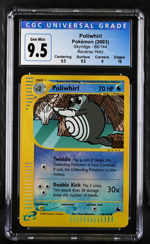 Pokemon - Skyridge - Poliwhirl Reverse Holo #88 - 2003 - CGC 9.5