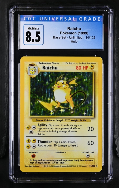Pokemon - Base Set - Raichu - 1999 - CGC 8.5