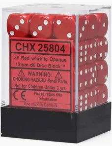 Chessex - 12mm d6 Dice Block - Red/white