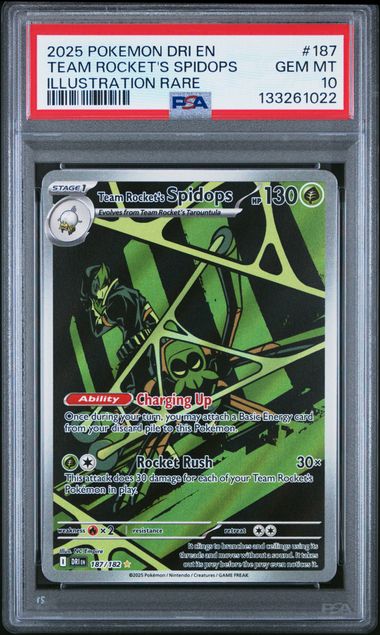 Pokemon - Destined Rivals - Team Rocket's Spidops IR #187 - 2025 - PSA 10