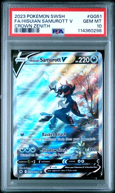 Pokemon - Crown Zenith - Galarian Gallery - Hisuian Samurott V FA #GG51 - PSA Gem Mint 10 - 2023