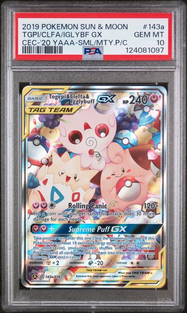 Pokemon - Small But Mighty Premium Collection - Togepi and Cleffa and Igglybugg GX #134a - 2019 - PSA 10