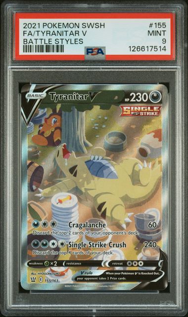 Pokemon - Battle Styles - Tyranitar V FA #155 - PSA Mint 9 - 2021