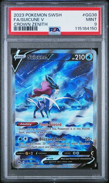 Pokemon - Crown Zenith - Galarian Gallery - Suicune V FA #GG38 - PSA Mint 9 - 2023