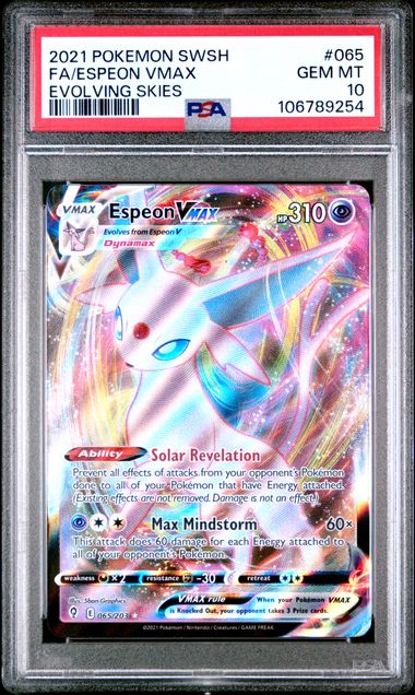 Pokemon - Evolving Skies - Espeon VMax #065 - PSA Gem Mint 10 - 2021