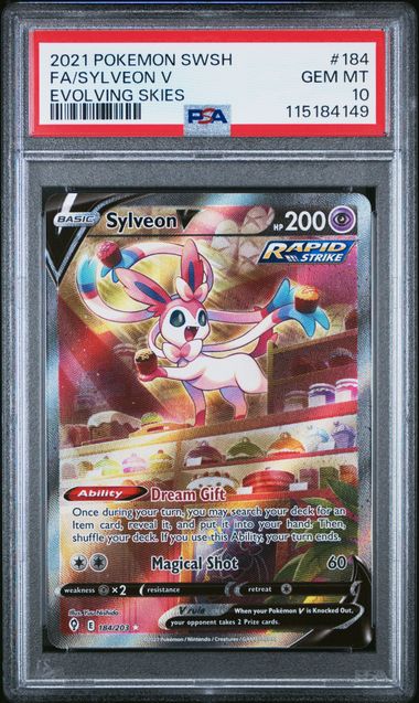 Pokemon - Evolving Skies - Sylveon V FA #184 - PSA Gem Mint 10 - 2021
