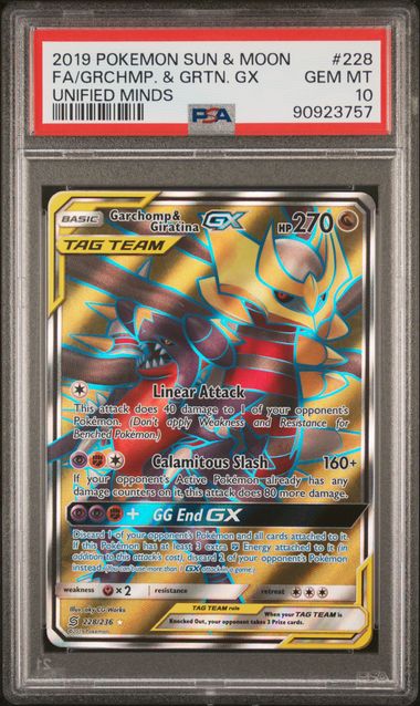 Pokemon - Unified Minds - Garchomp & Giratina GX FA #228 - PSA Gem Mint 10 - 2019