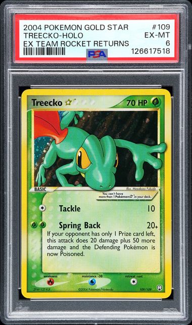 Pokemon - EX Team Rocket Returns - Treecko Gold Star Holo #109 - PSA EX-MT 6 - 2004