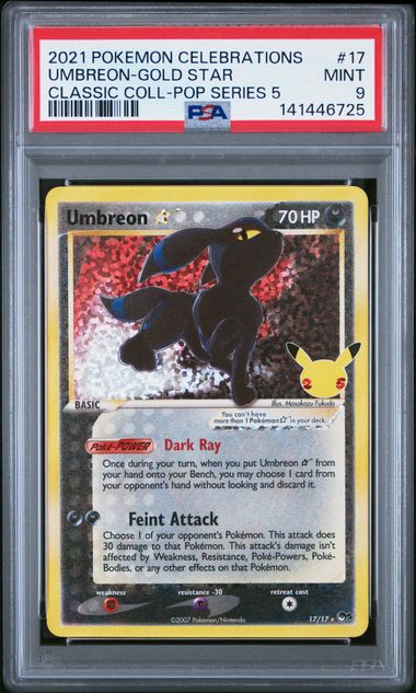 Pokemon - Celebrations Classic Collection - Umbreon Gold Star #17 - 2021 - PSA 9