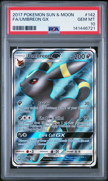 Pokemon - Sun and Moon Base - Umbreon GX FS #142 - 2017 - PSA 10