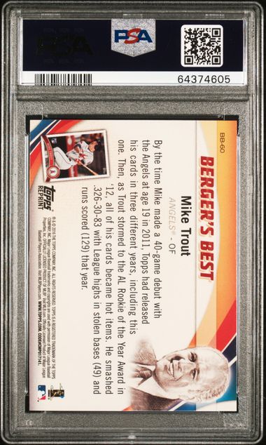Topps - Berger's Best - Mike Troue #BB-60 - Mike Trout - PSA Gem Mint 10 - 2016