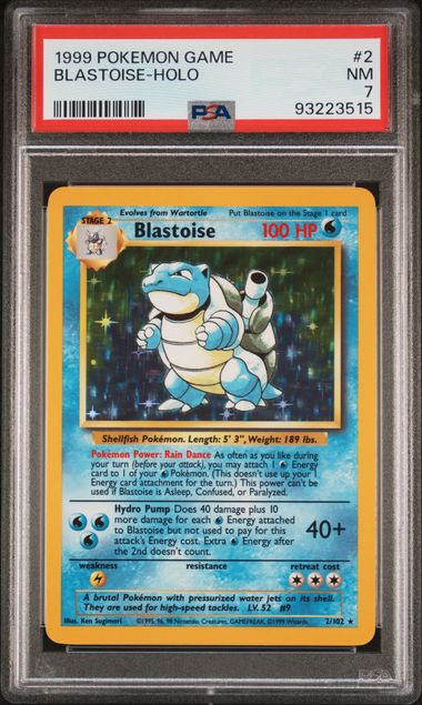 Pokemon - Base Set - Blastoise Holo #2 - PSA Near Mint 7 - 1999