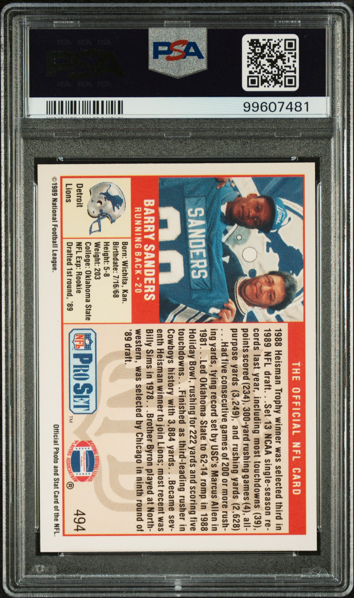 Pro Set - Barry Sanders #494 - PSA Gem Mint 10