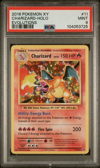 Pokemon - XY Evolutions - Charizard Holo #11 - PSA Mint 9 - 2016