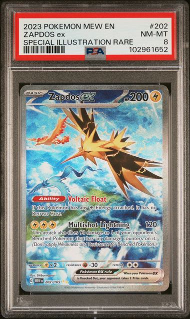 Pokemon - Scarlet & Violet 151 - Zapdos ex SIR #202 - PSA NM-MT 8