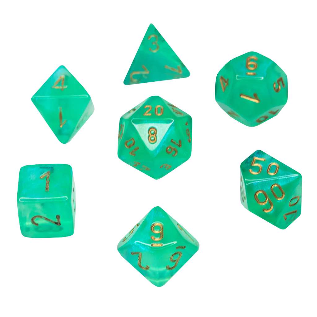 Chessex - Polyhedral 7-Die Set - Borealis Light Green/Gold