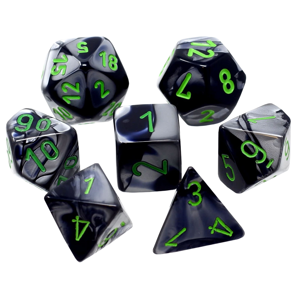 Chessex - Polyhedral 7-Die Set - Gemini Black-Grey/Green