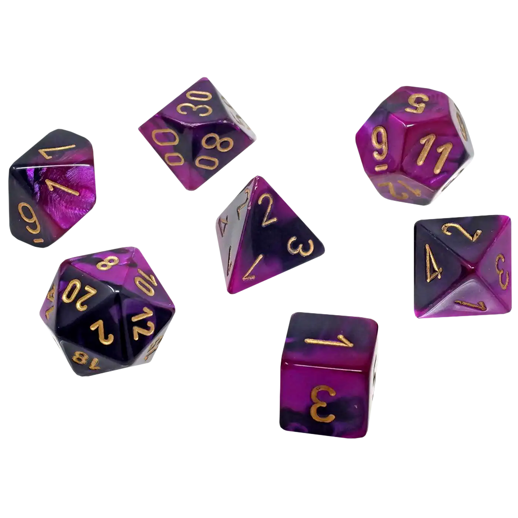 Chessex - Polyhedral 7-Die Set - Gemini Black-Purple/Gold