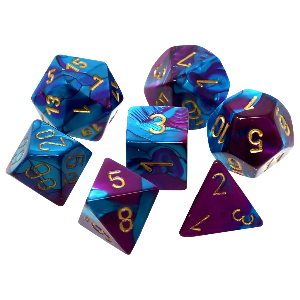 Chessex - Polyhedral 7-Die Set - Gemini Purple-Teal/Gold