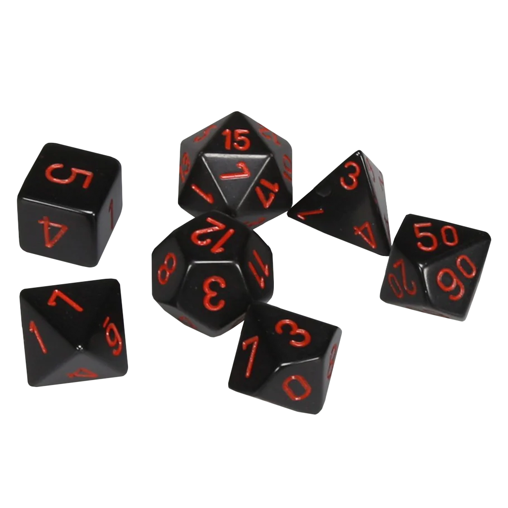Chessex - Polyhedral 7-Die Set - Opaque Black/Red
