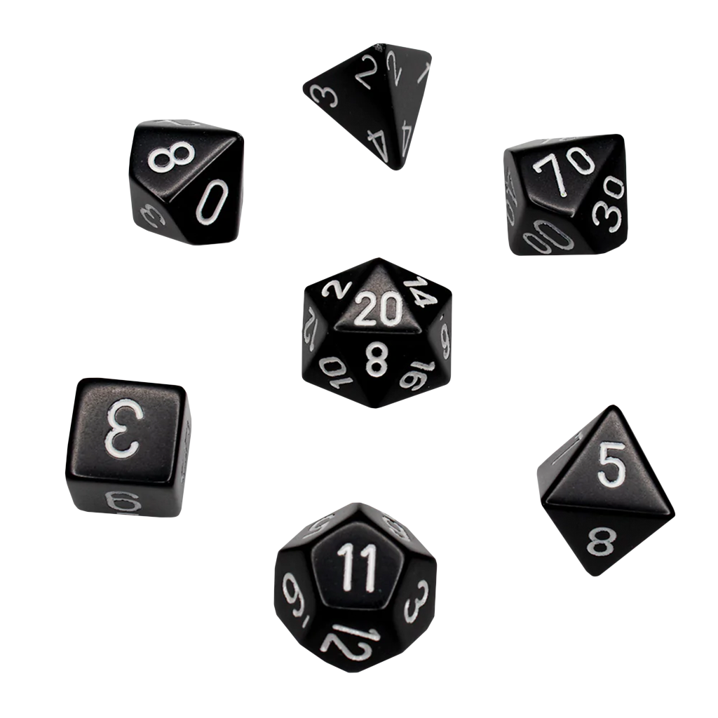 Chessex Polyhedral 7 Die Set Opaque Blackwhite Cardpopusa 2301