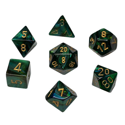 Chessex - Polyhedral 7-Die Set - Scarab Jade/Gold