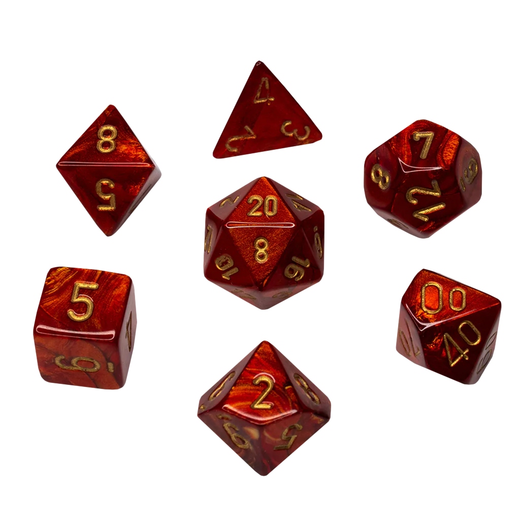 Chessex - Polyhedral 7-Die Set - Scarab Scarlet/Gold