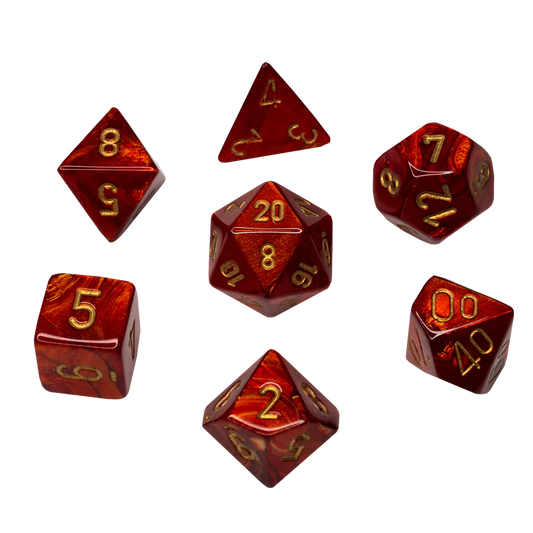 Chessex - Polyhedral 7-Die Set - Scarab Scarlet/Gold