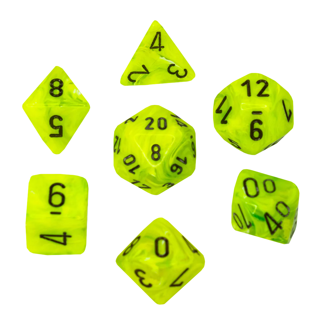 Chessex - Polyhedral 7-Die Set - Vortex Bright Green/Black