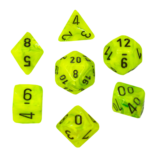 Chessex - Polyhedral 7-Die Set - Vortex Bright Green/Black