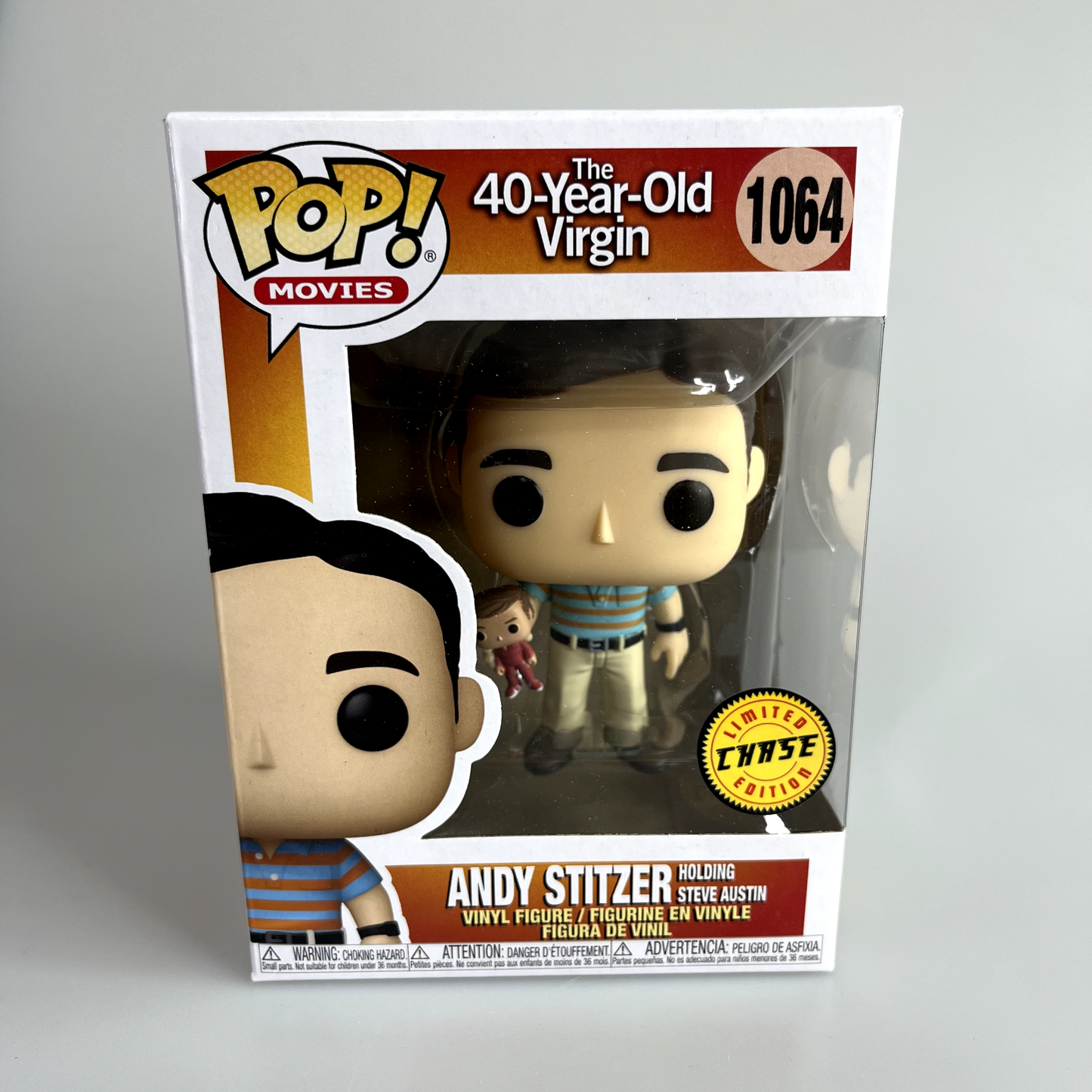 Funko - POP! Movies - The 40 Year Old Virgin - Andy Stitzer Holding Steve Austin - Limited Edition Chase - #1064