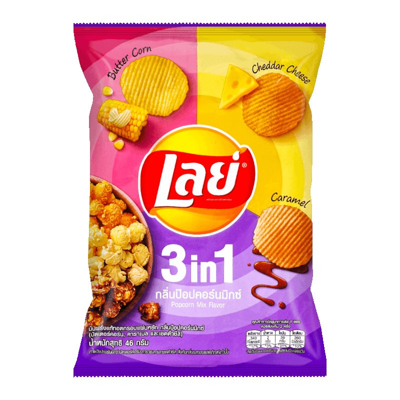 Lay's  - 3 In 1 - Potato Chips - Product Of Tiawan
