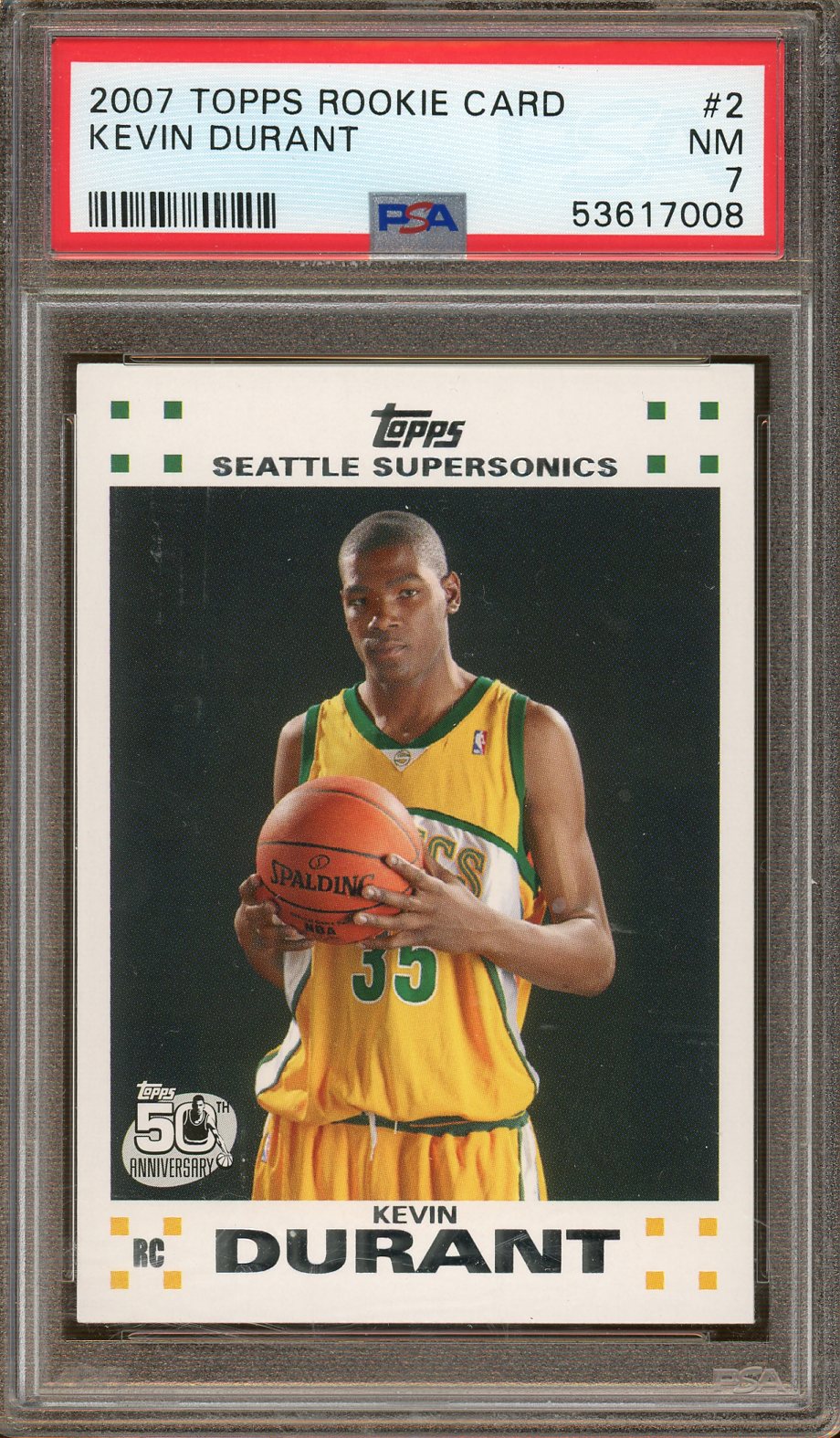 PSA - NM 7 - 2007 - Topps - Rookie Card - Kevin Durant