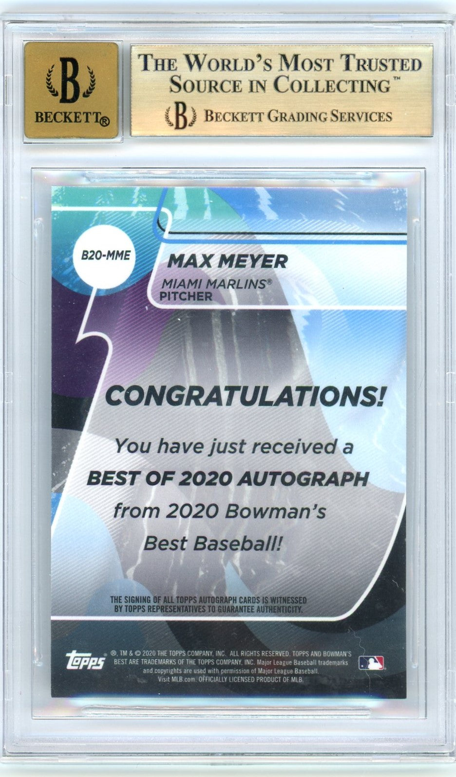 BGS 9.5 - Auto 10- 2020 Bowman's Best - Max Meyer -  Best of '20 Autographs