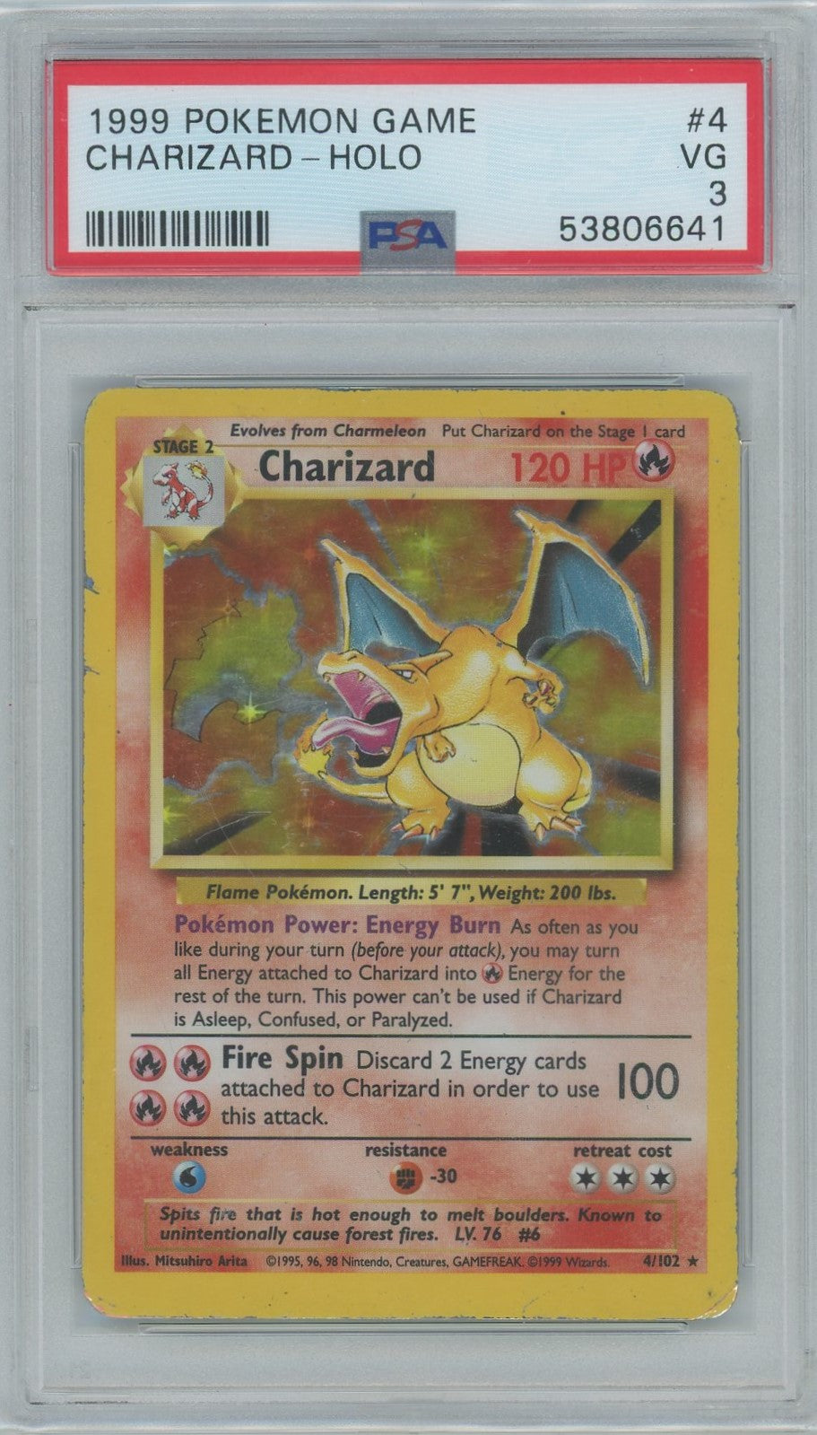 PSA 3 - 1999 Pokémon - Charizard Holo