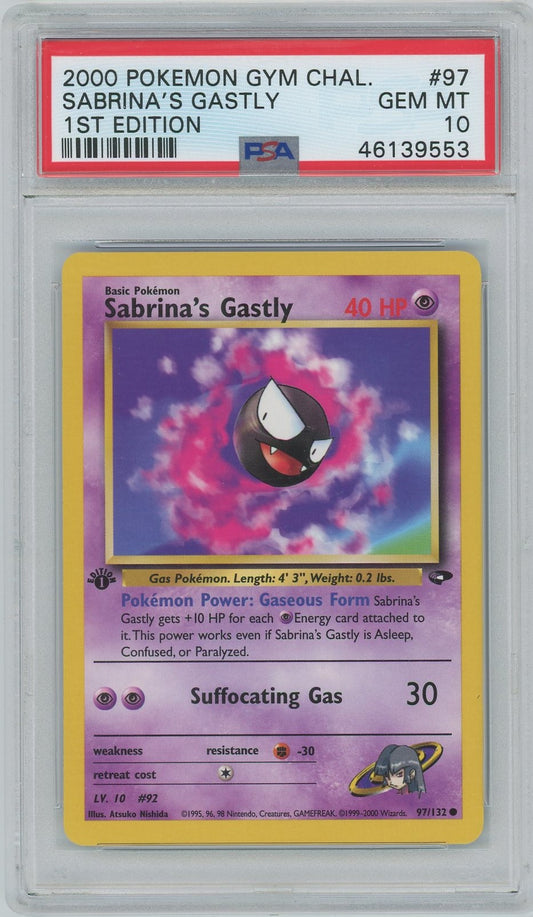 PSA Gem Mint 10 - 2000 Pokémon - Gym Challenge - Sabrina's Gastly - 1st Edition