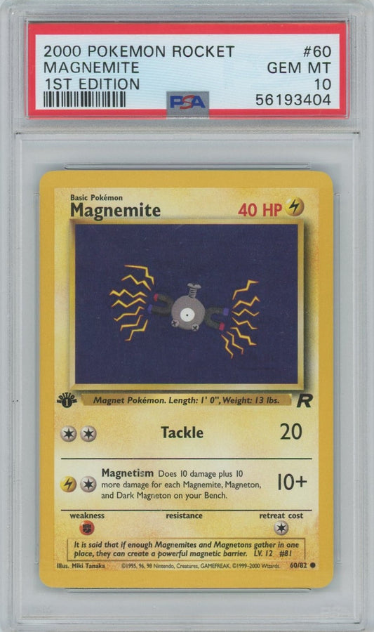 PSA Gem Mint 10- 2000 Pokémon - Pokémon Rocket - Magnemite - 1st Edition