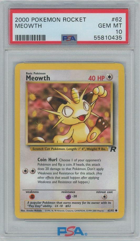 PSA Gem Mint 10- 2000 Pokémon - Pokémon Rocket - Meowth
