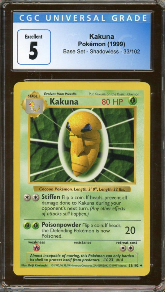 CGC Excellent 5 - 1999 Pokémon - Base Set - Kakuna Shadowless