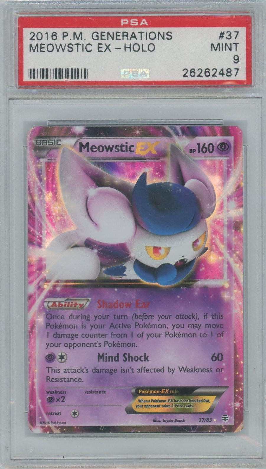 PSA Mint 9 - 2016 Pokémon - Generations - Meowstic EX Holo