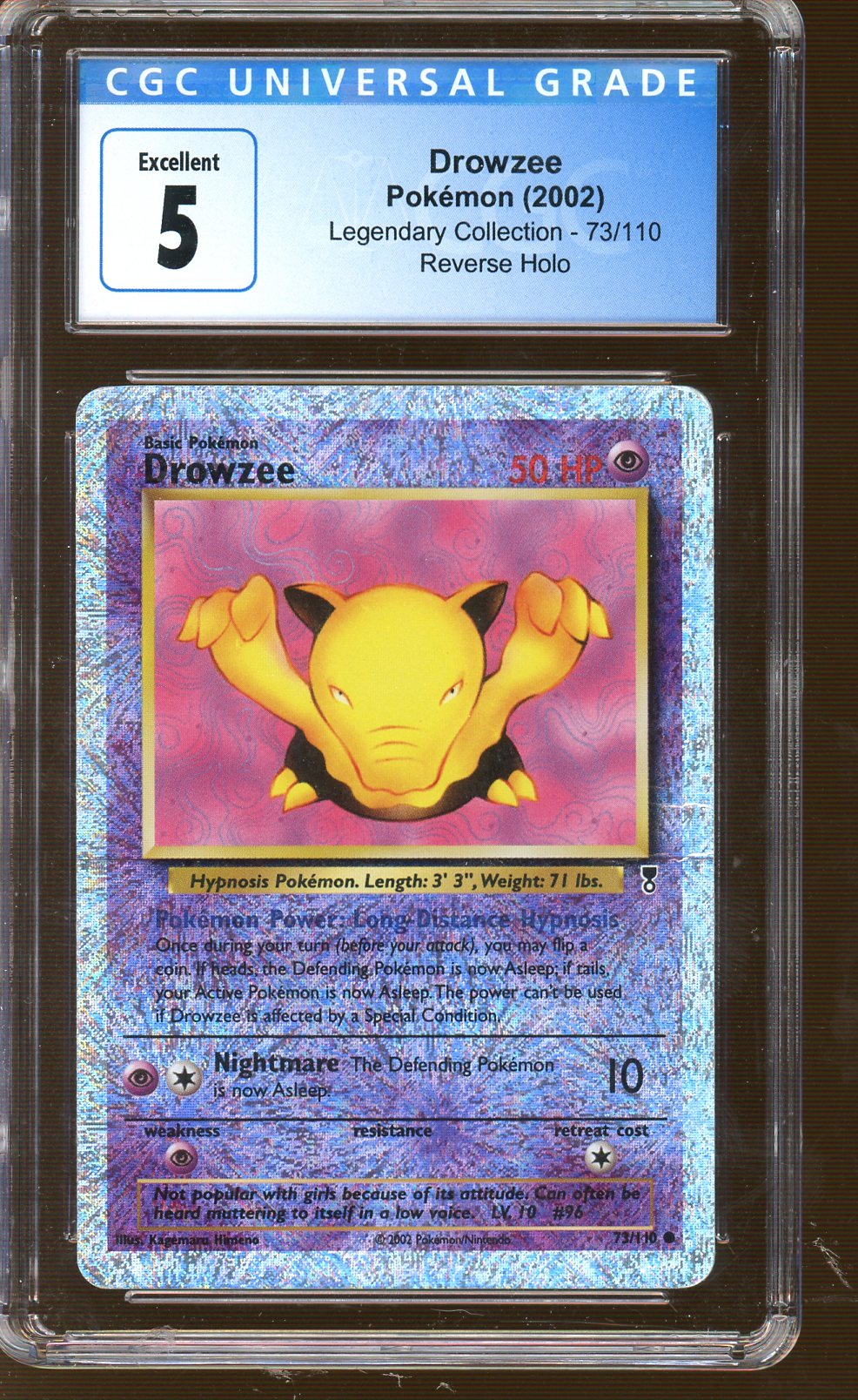CGC Excellent 5 - 2002 Pokémon - Legendary Collection - Drowzee - Rev Holo