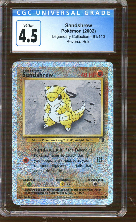 CGC VG/EX+ 4.5 - 2002 Pokémon - Legendary Collection - Sandshrew - Rev Holo