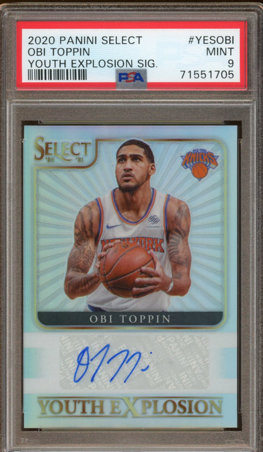 PSA 9 - 2020 Panini Select - Obi Toppin - Youth Explosion Signature