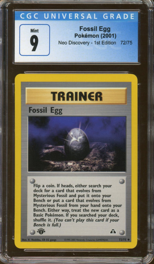 CGC - Mint - 9 - 2000 -  Pokemon - Neo Discovery  - 1ST EDITION - Fossil Egg