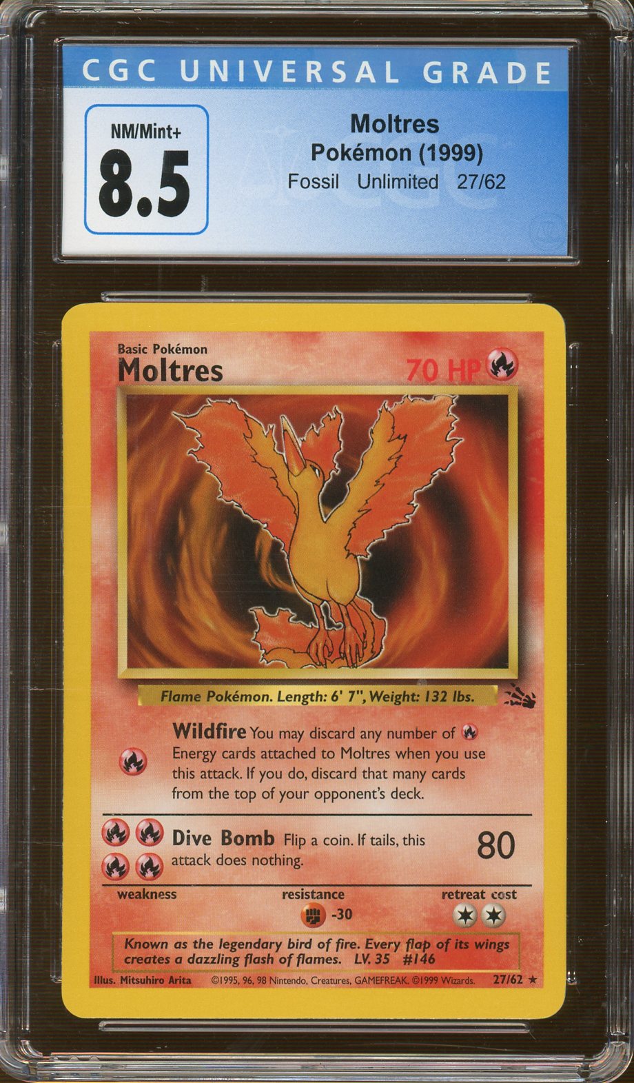 CGC NM/Mint+ 8.5 - 1999 Fossil - Moltres